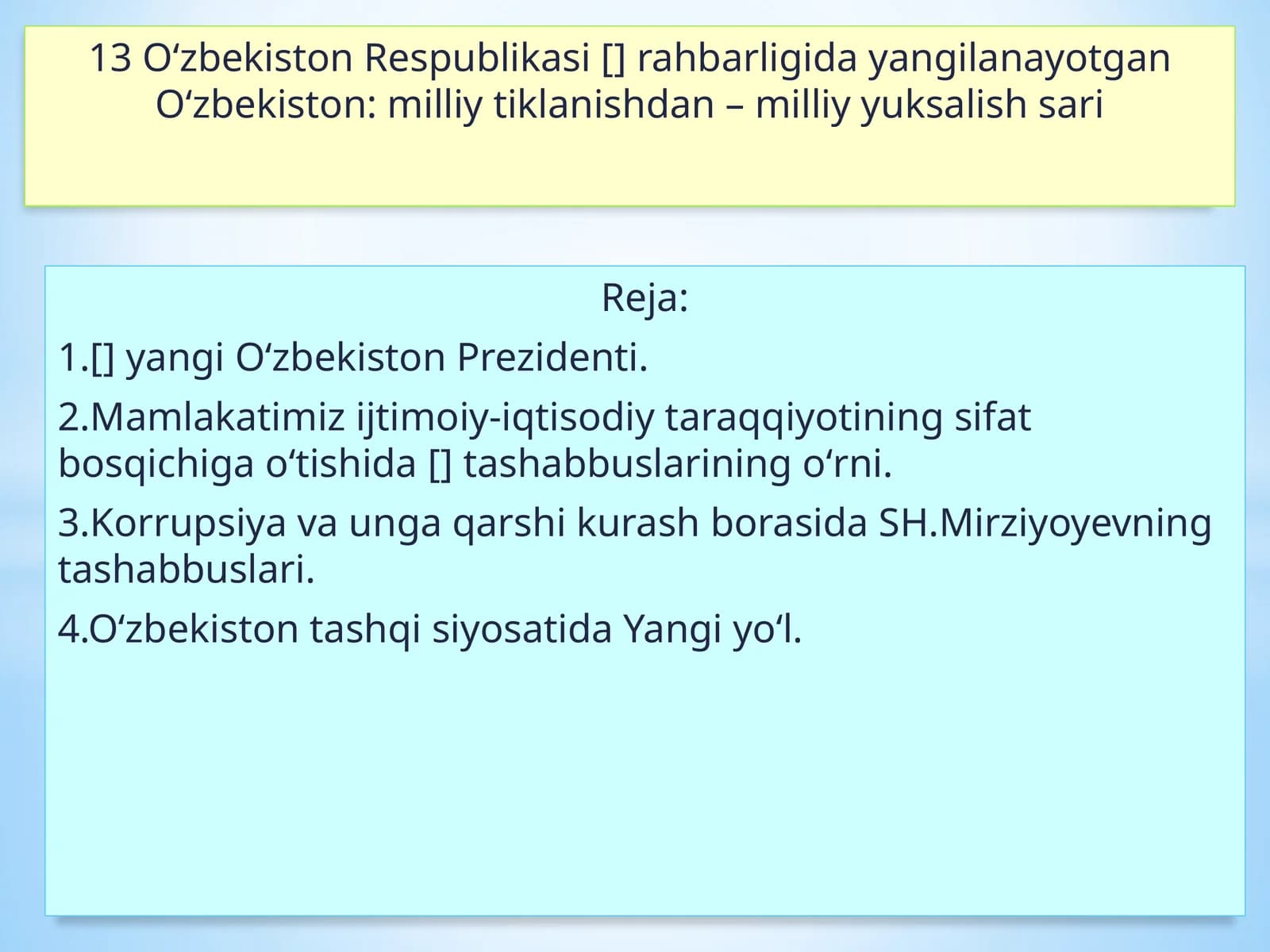 yangilanayotgan О‘zbekiston: milliy tiklanishdan – milliy yuksalish sari