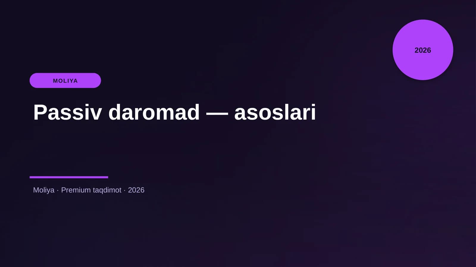 Passiv daromad — asoslari