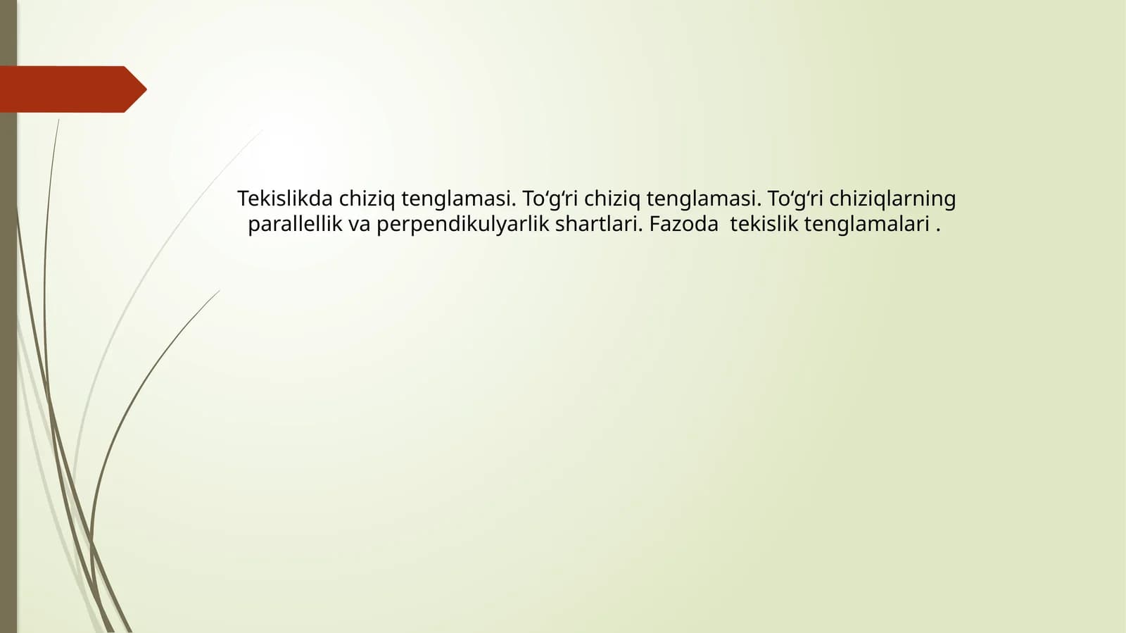 Tekislik tenglamalari