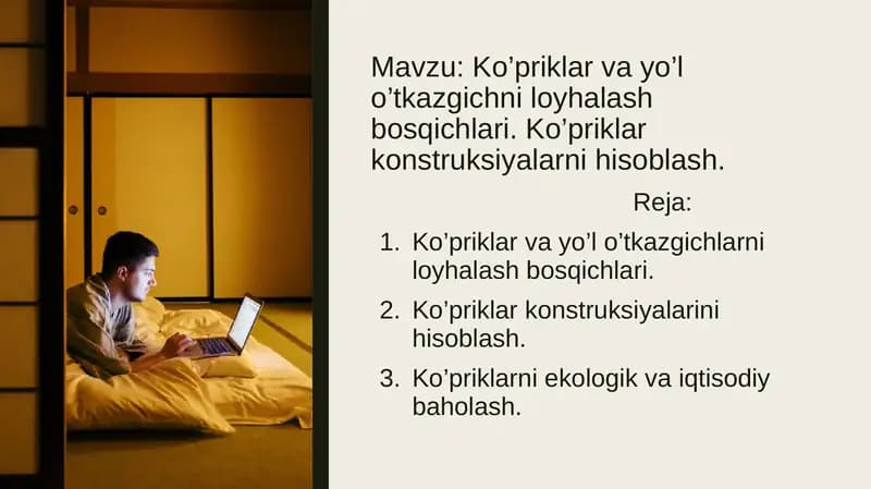 Ko’priklar va yo’l o’tkazgichlarni loyihalash bosqichlari