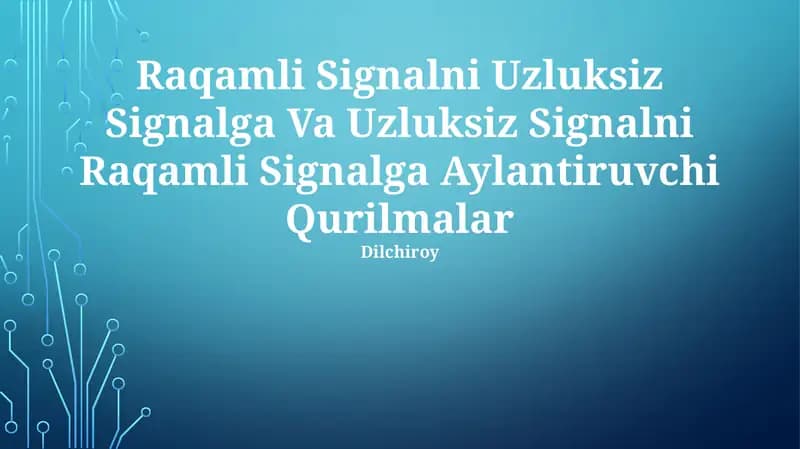 Analog to Raqamli Konvertorlar (ADC)
