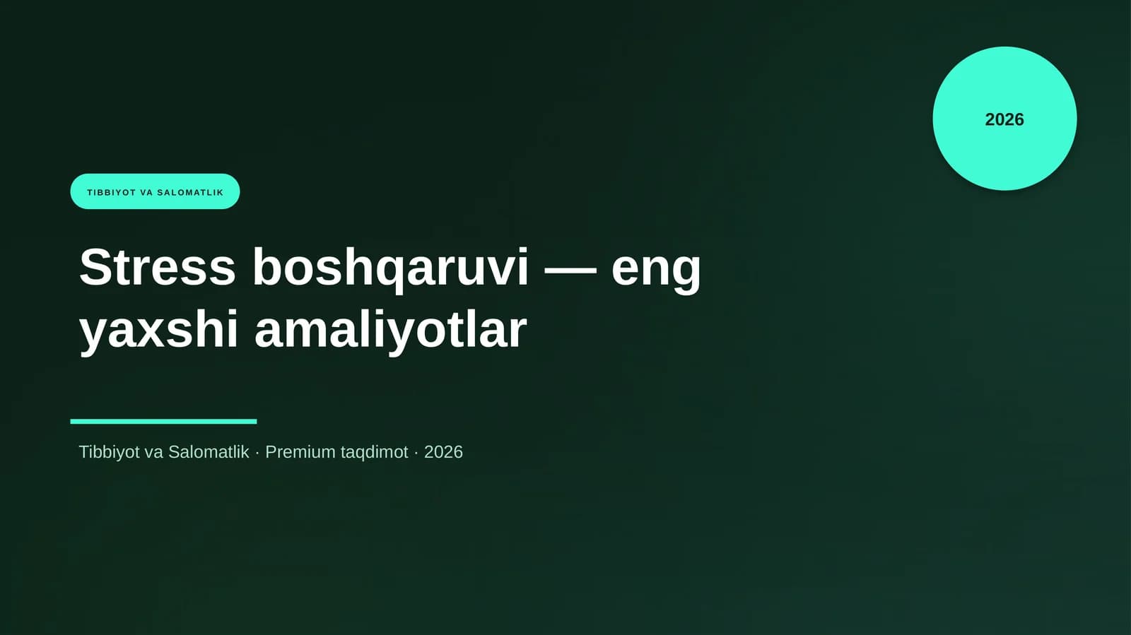 Stress boshqaruvi — eng yaxshi amaliyotlar