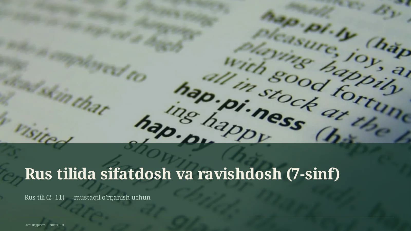 Rus tilida sifatdosh va ravishdosh (7-sinf)