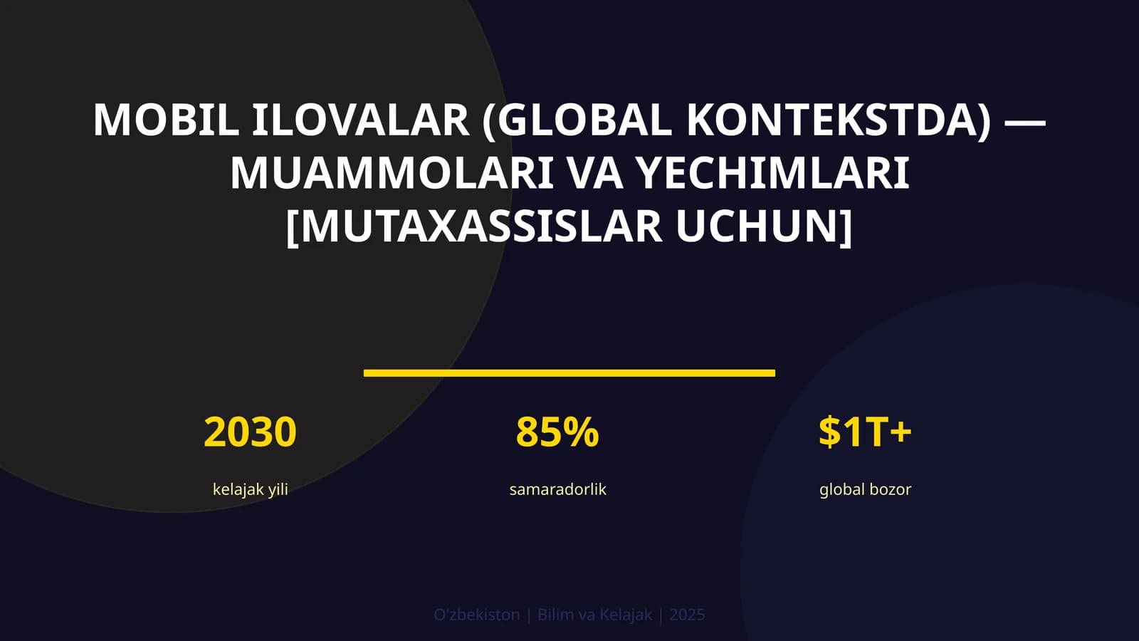 MOBIL ILOVALAR (GLOBAL KONTEKSTDA) — MUAMMOLARI VA YECHIMLARI [MUTAXASSISLAR UCHUN]