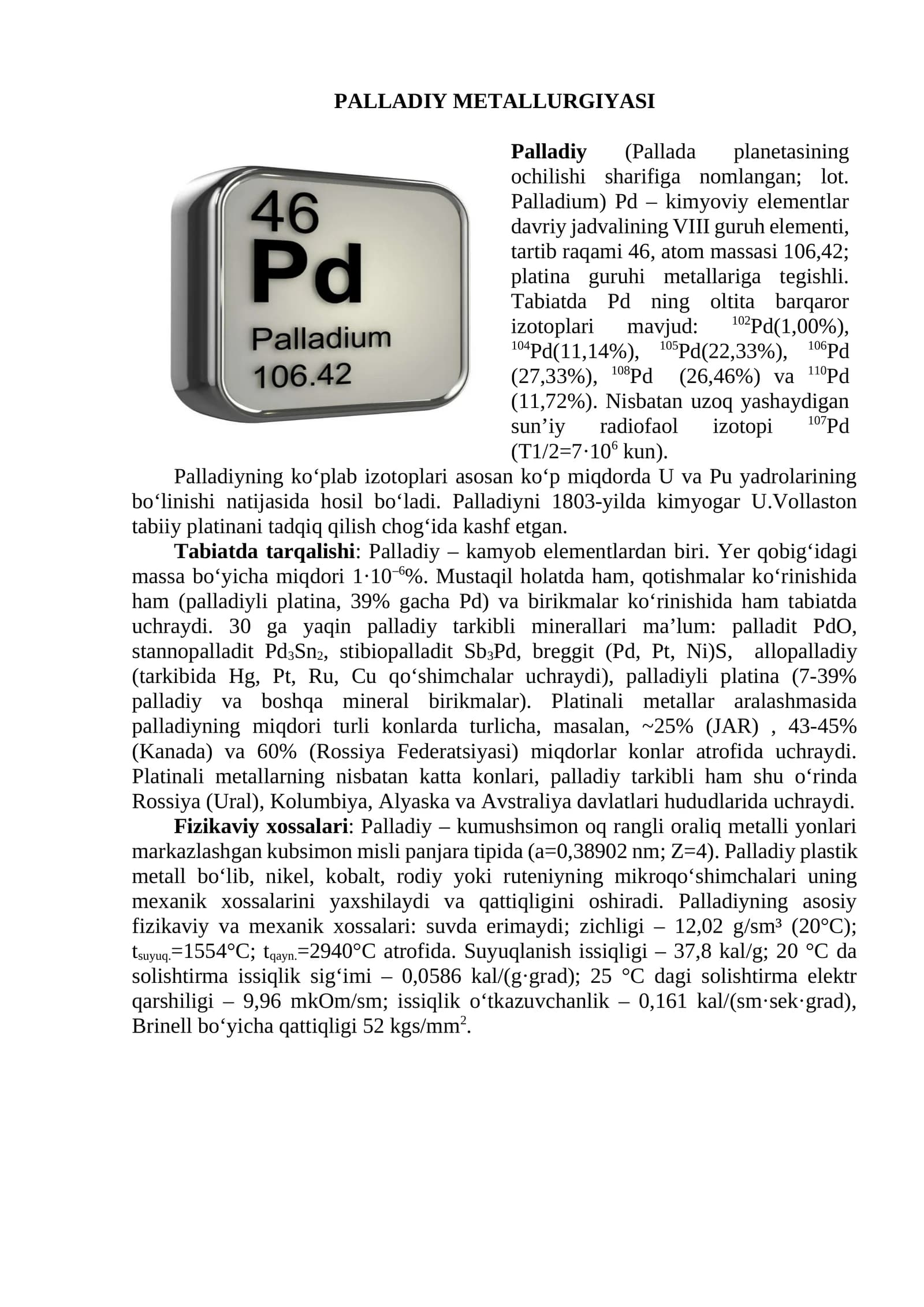 PALLADIY METALLURGIYASI