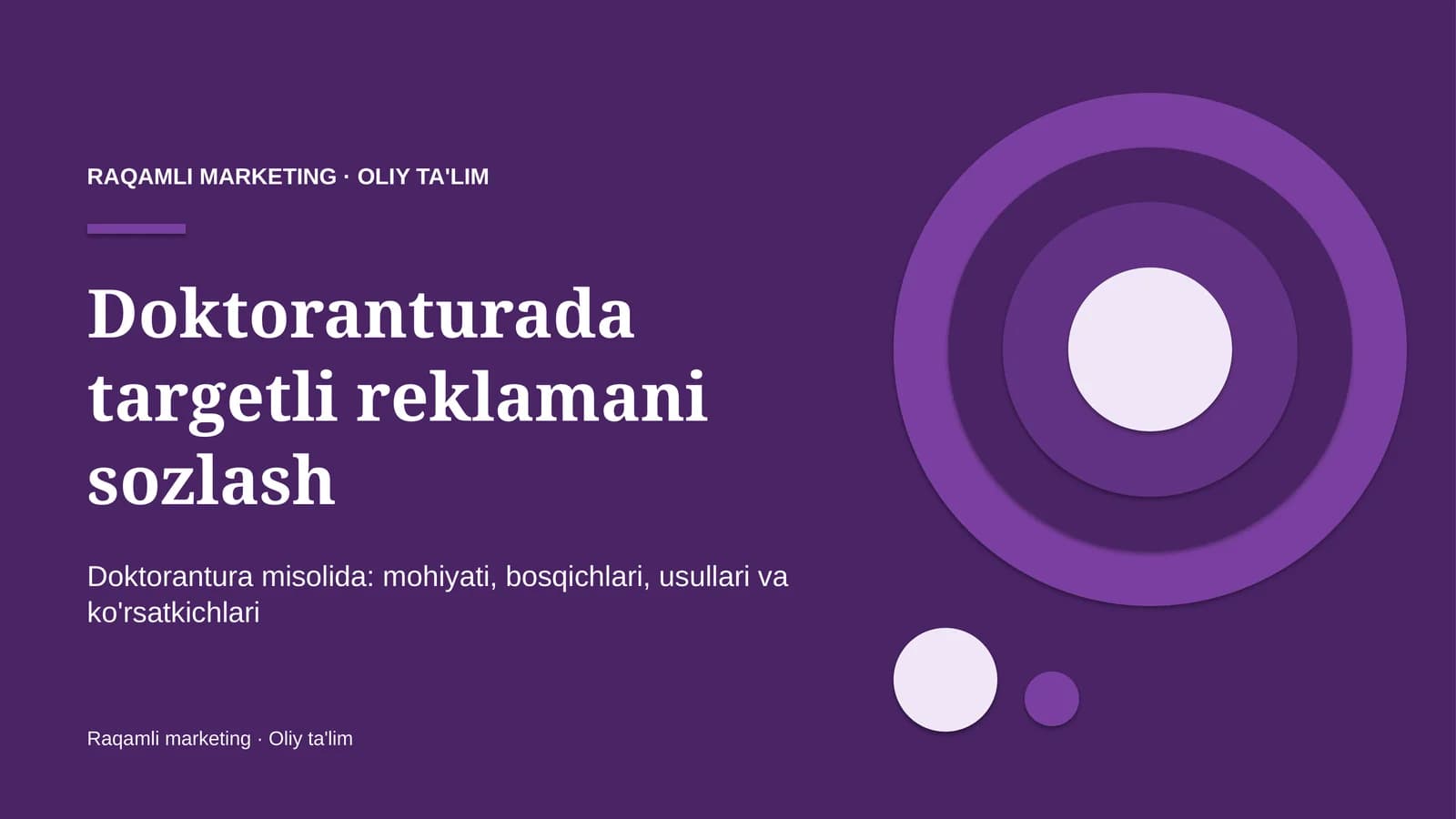 Doktoranturada targetli reklamani sozlash