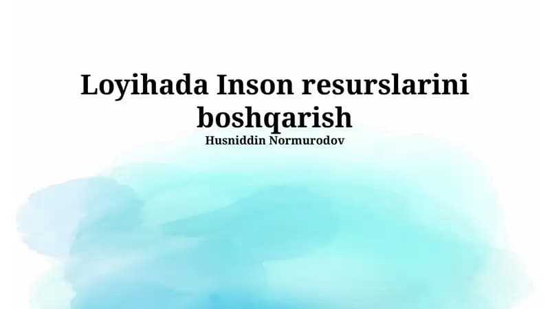 Inson resurslarini boshqarish