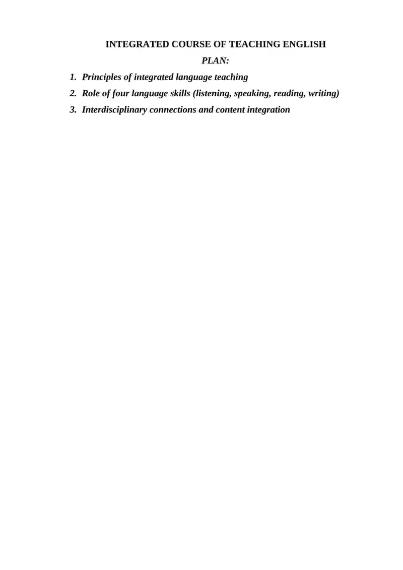 INTEGRATED COURSE OF TEACHING ENGLISH