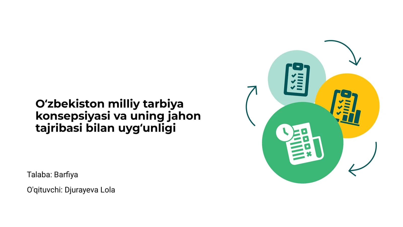 O‘zbekiston milliy tarbiya konsepsiyasi va uning jahon tajribasi bilan uyg‘unligi