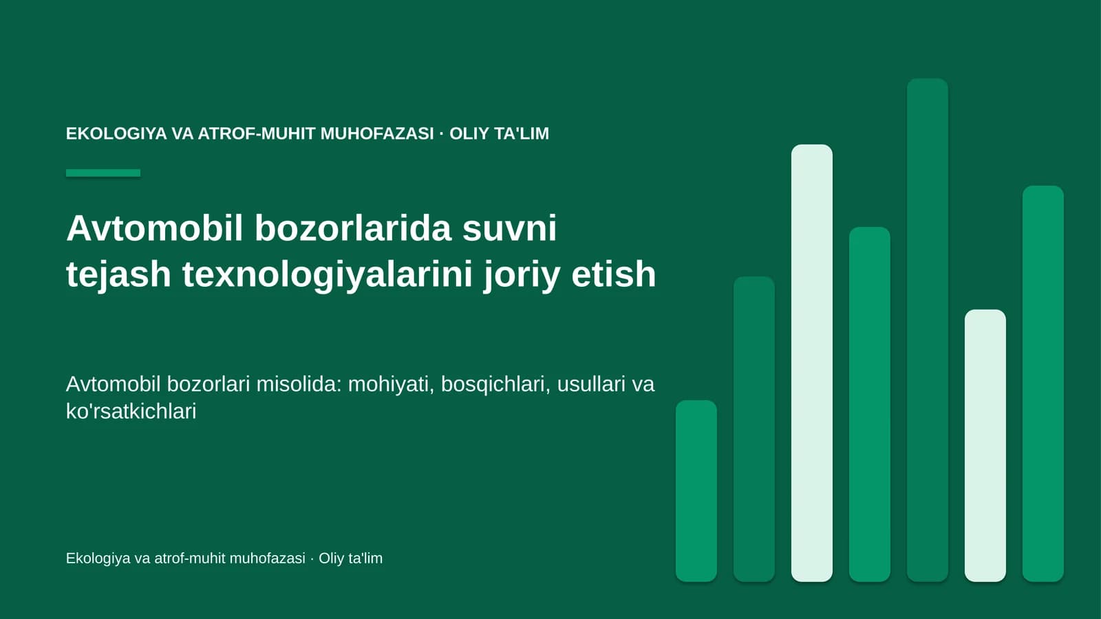 Avtomobil bozorlarida suvni tejash texnologiyalarini joriy etish