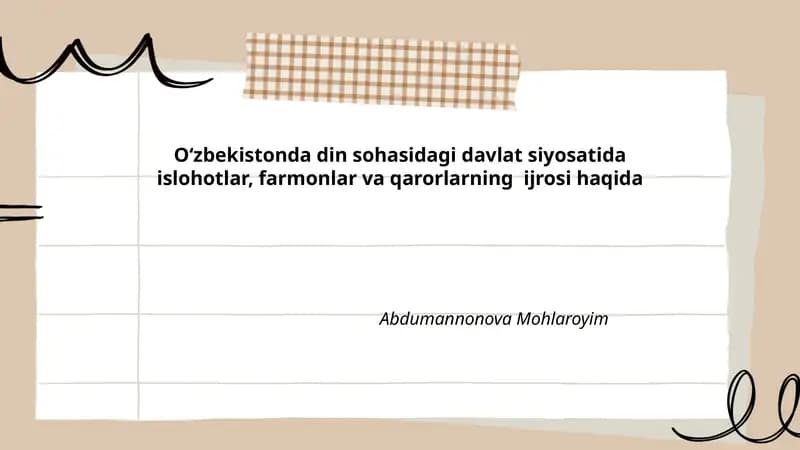 Oʻzbekistonda Din Sohasidagi Davlat Siyosati