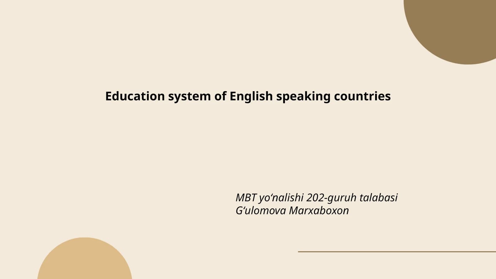 MBT yoʻnalishi 202-guruh talabasi Gʻulomova Marxaboxon