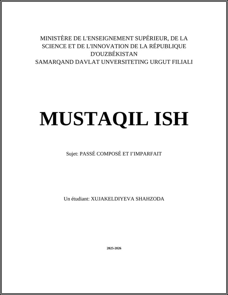 PASSÉ COMPOSÉ ET IʼIMPARFAIT