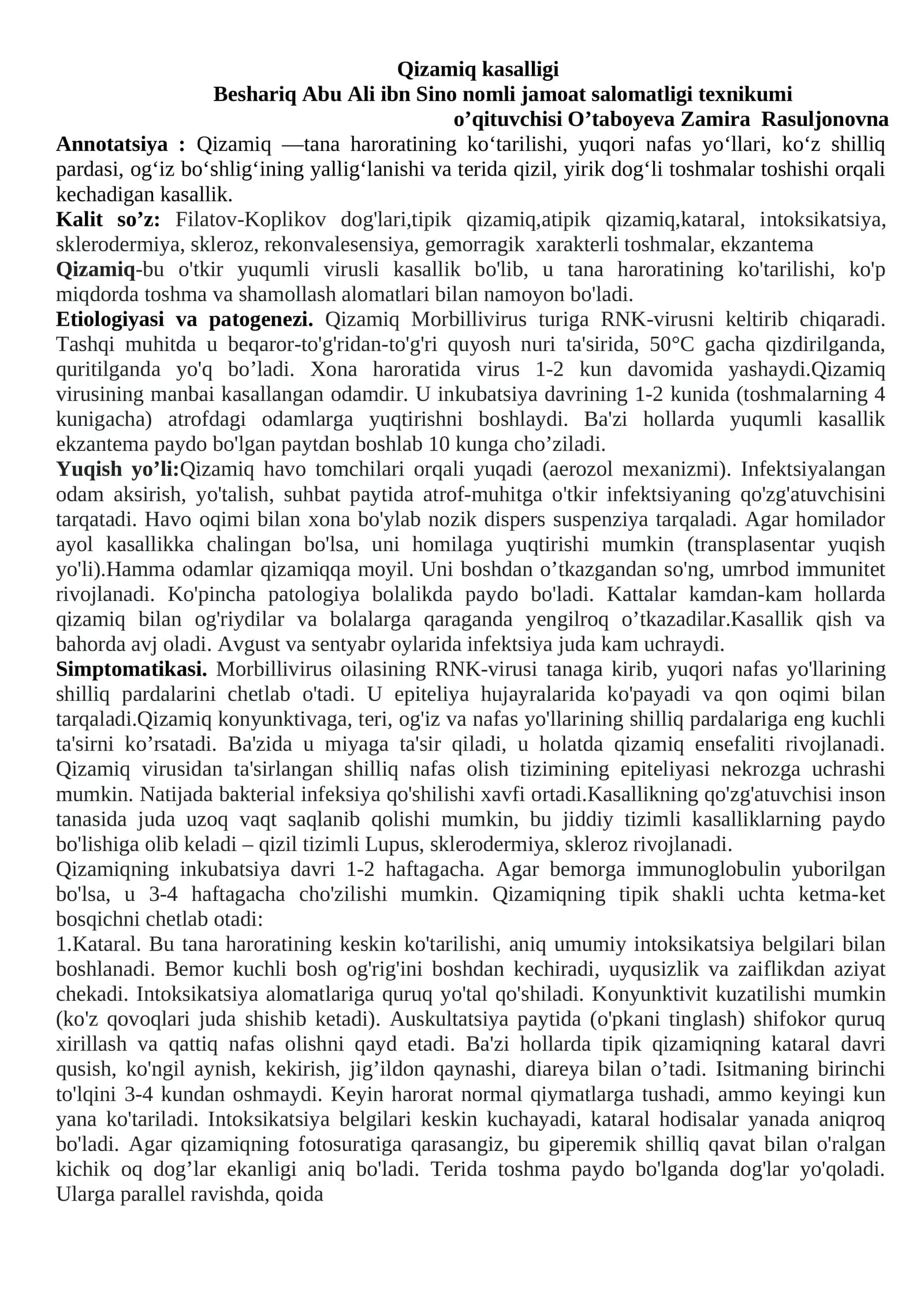 Qizamiq kasalligi