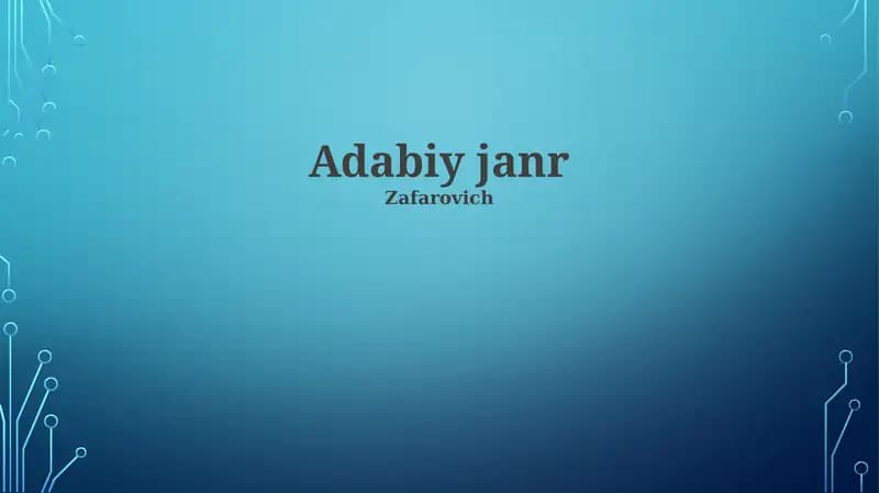 Janr tasnifi