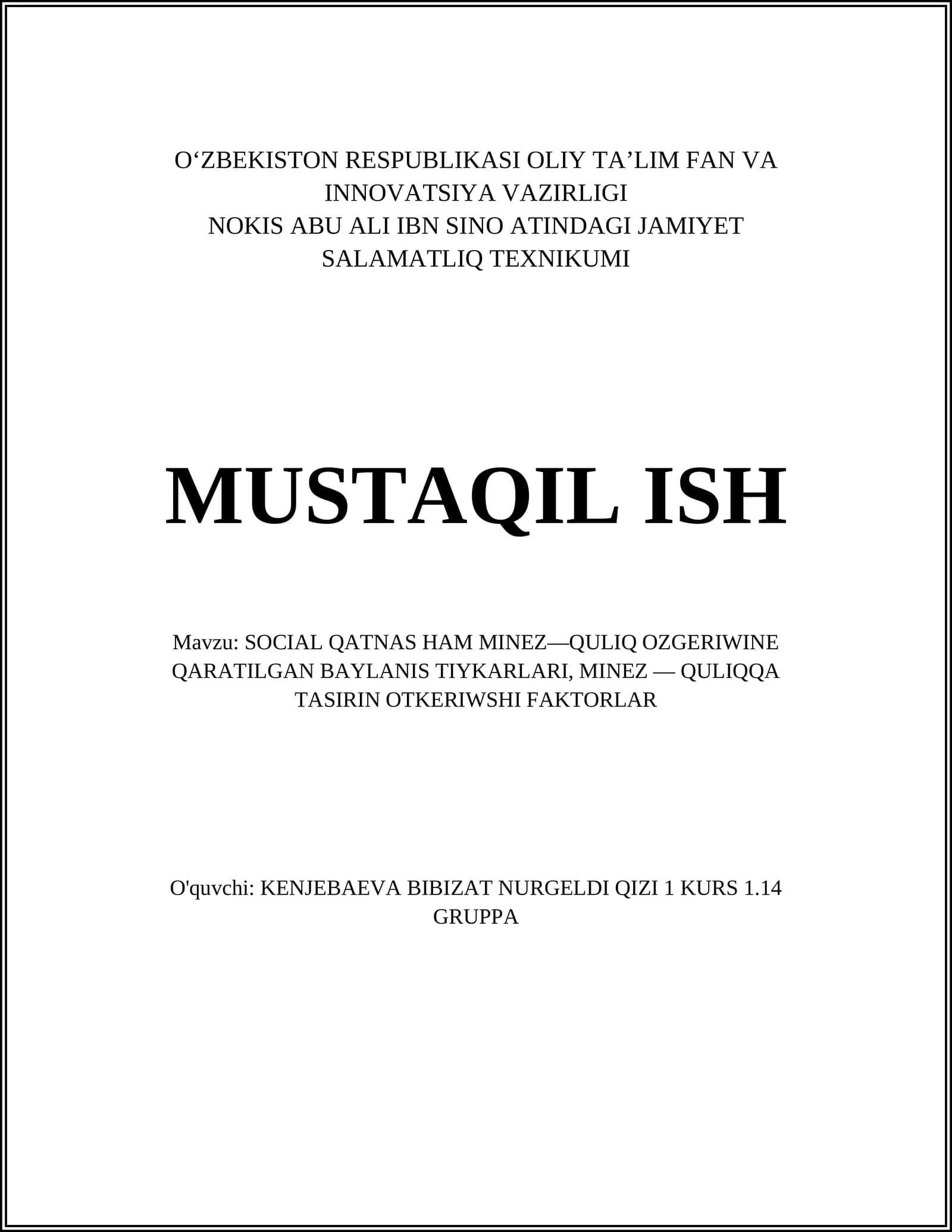 SOCIAL QATNAS HAM MINEZ—QULIQ OZGERIWINE QARATILGAN BAYLANIS TIYKARLARI