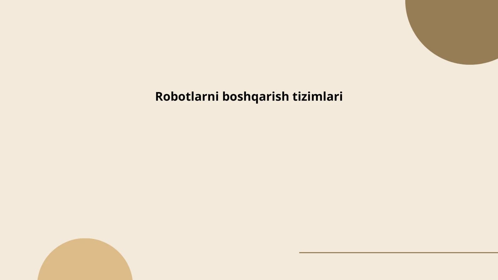 Robotlarni boshqarish tizimlari