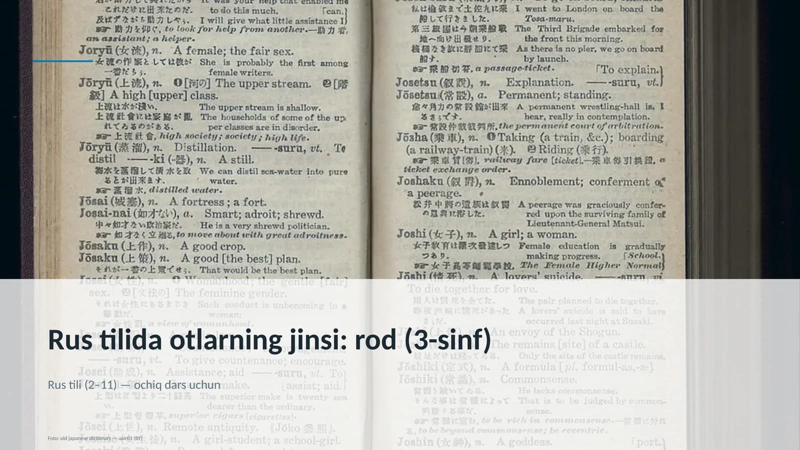 Rus tilida otlarning jinsi: rod (3-sinf)