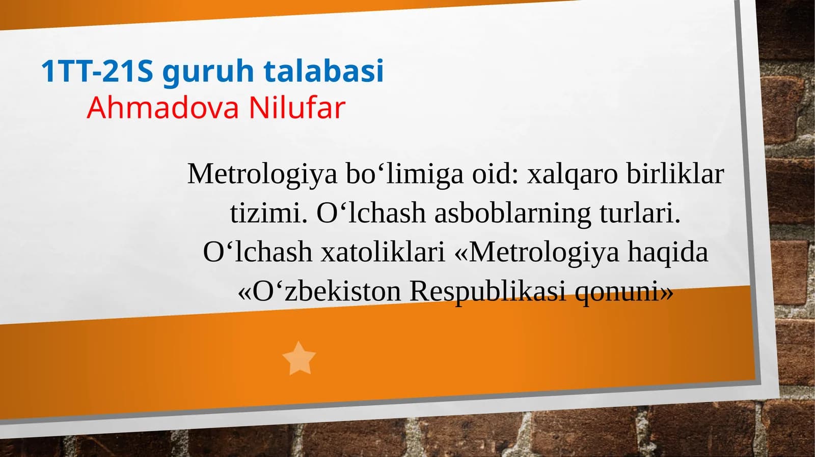 Metrologiya bo‘limiga oid: xalqarobirliklar tizimi