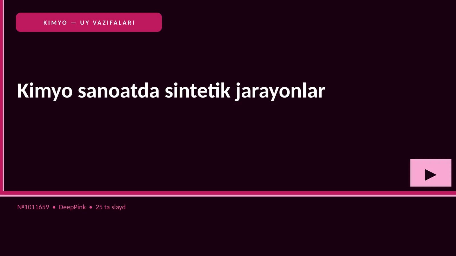 KIMYO SANOATDA SINTETIK JARAYONLAR