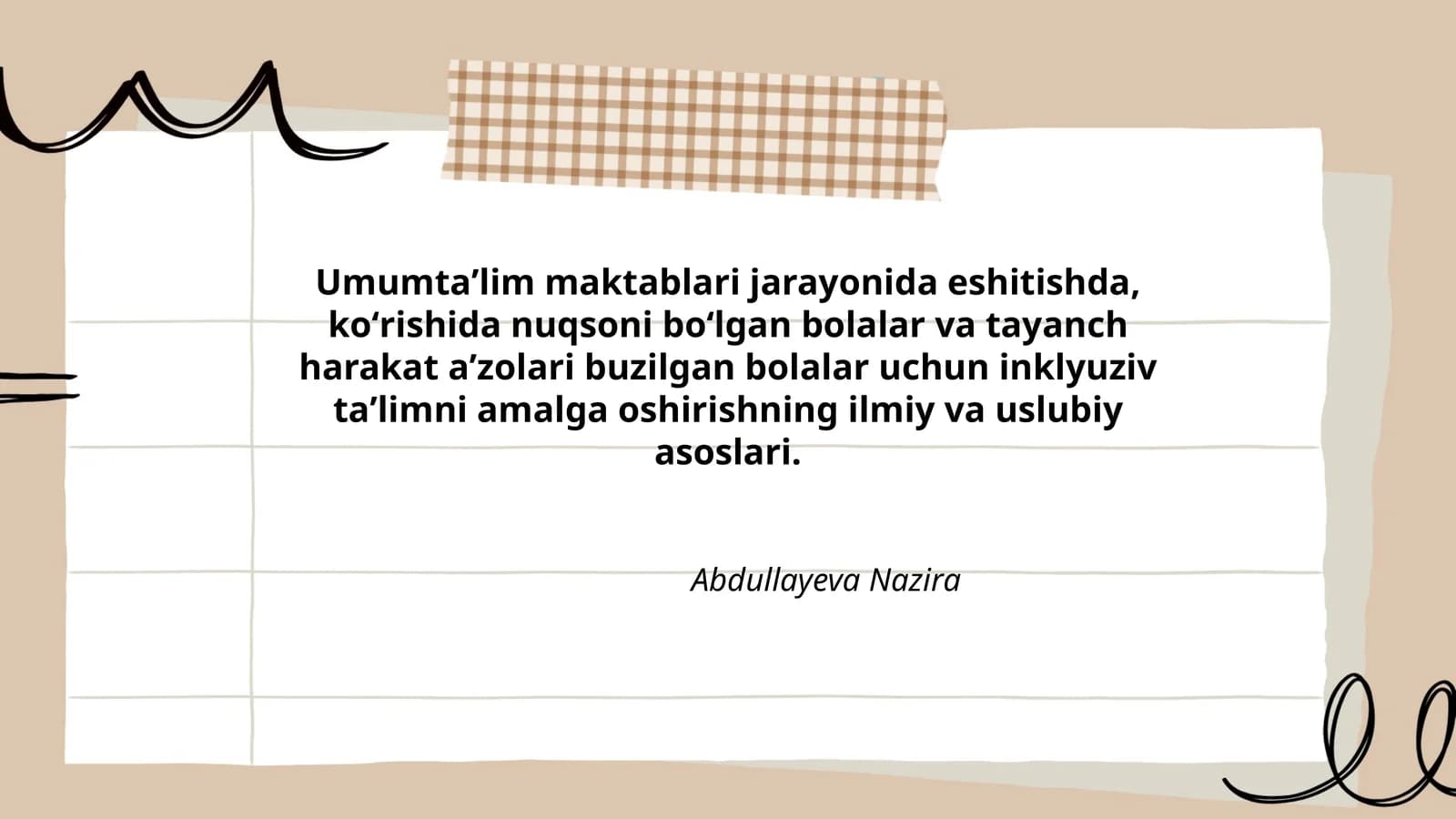 Inklyuziv taʼlimning ilmiy va uslubiy asoslari