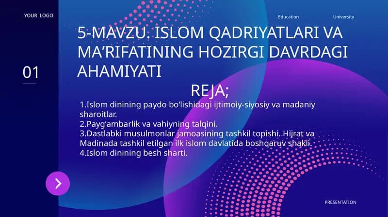 ISLOM QADRIYATLARI VA MAʼRIFATINING HOZIRGI DAVRDAGI AHAMIYATI