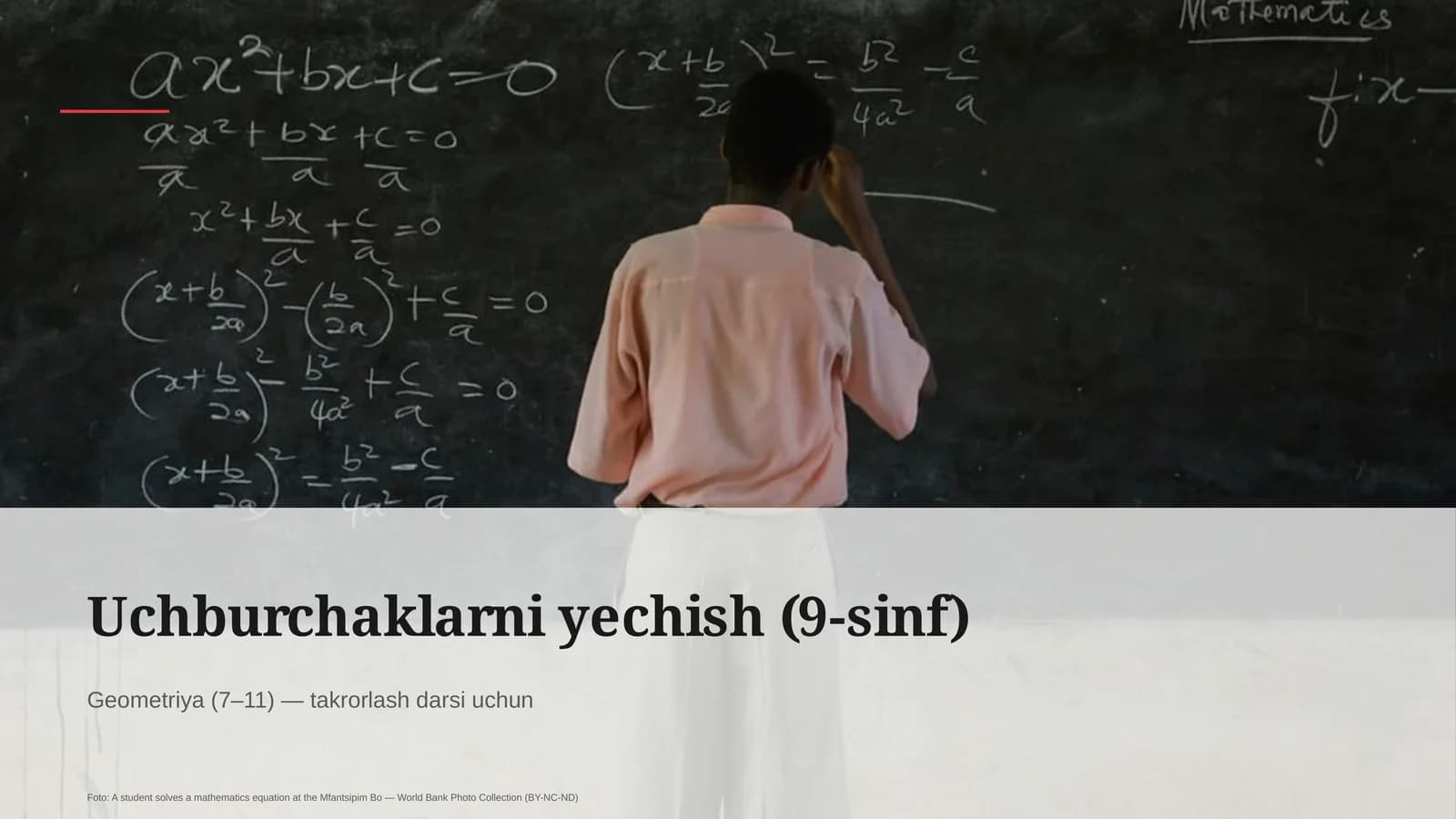 Uchburchaklarni yechish (9-sinf)