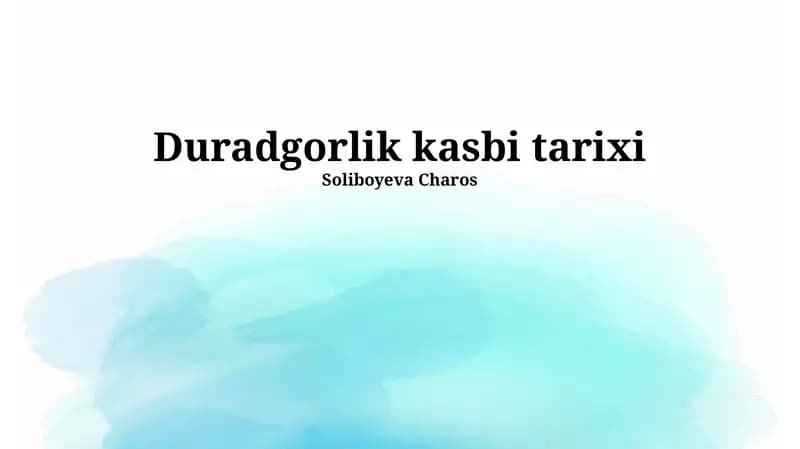Duradgorlik kasbi tarixi