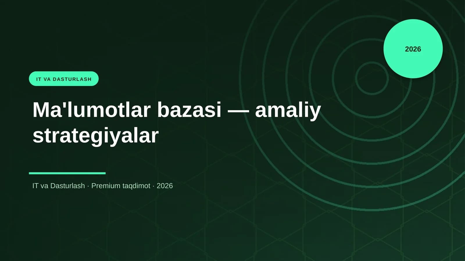 Ma'lumotlar bazasi — amaliy strategiyalar