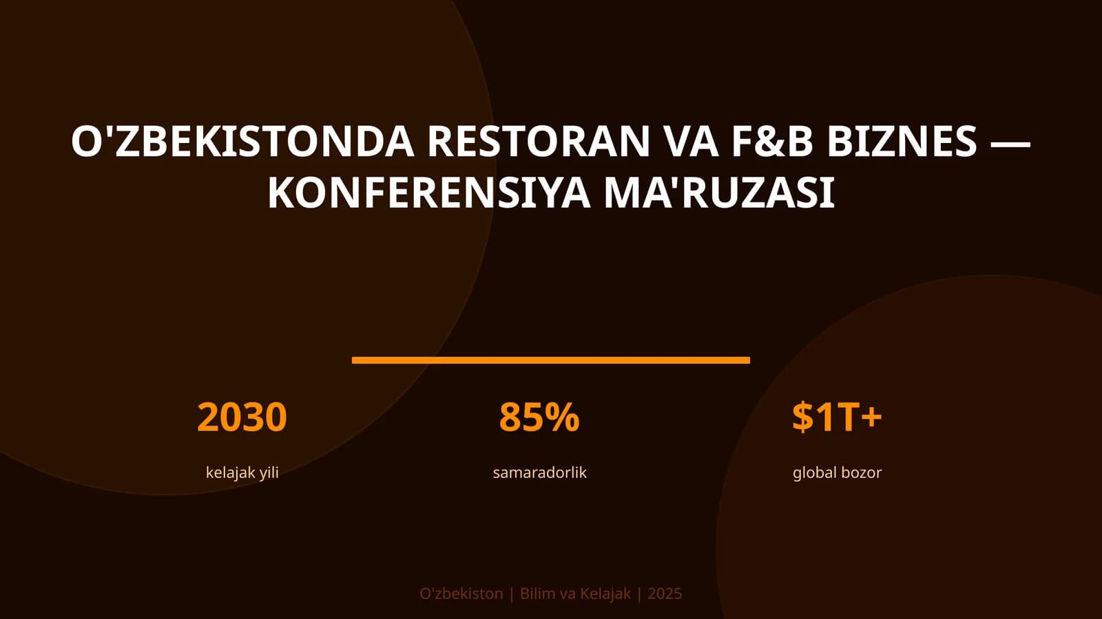 O'zbekistonda Restoran va F&B Biznes - Konferensiya Ma'ruzasi