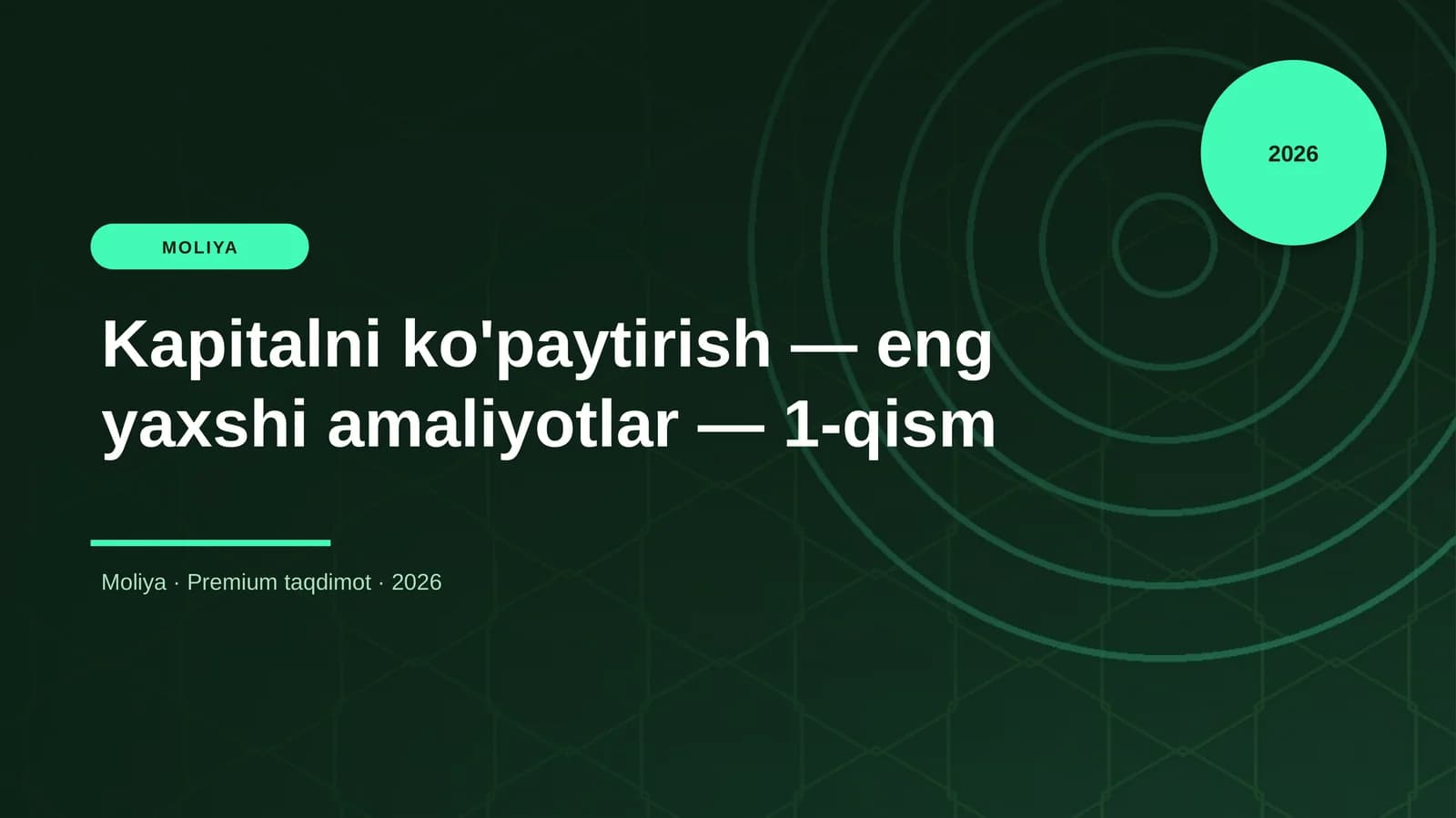 Kapitalni ko'paytirish — eng yaxshi amaliyotlar — 1-qism