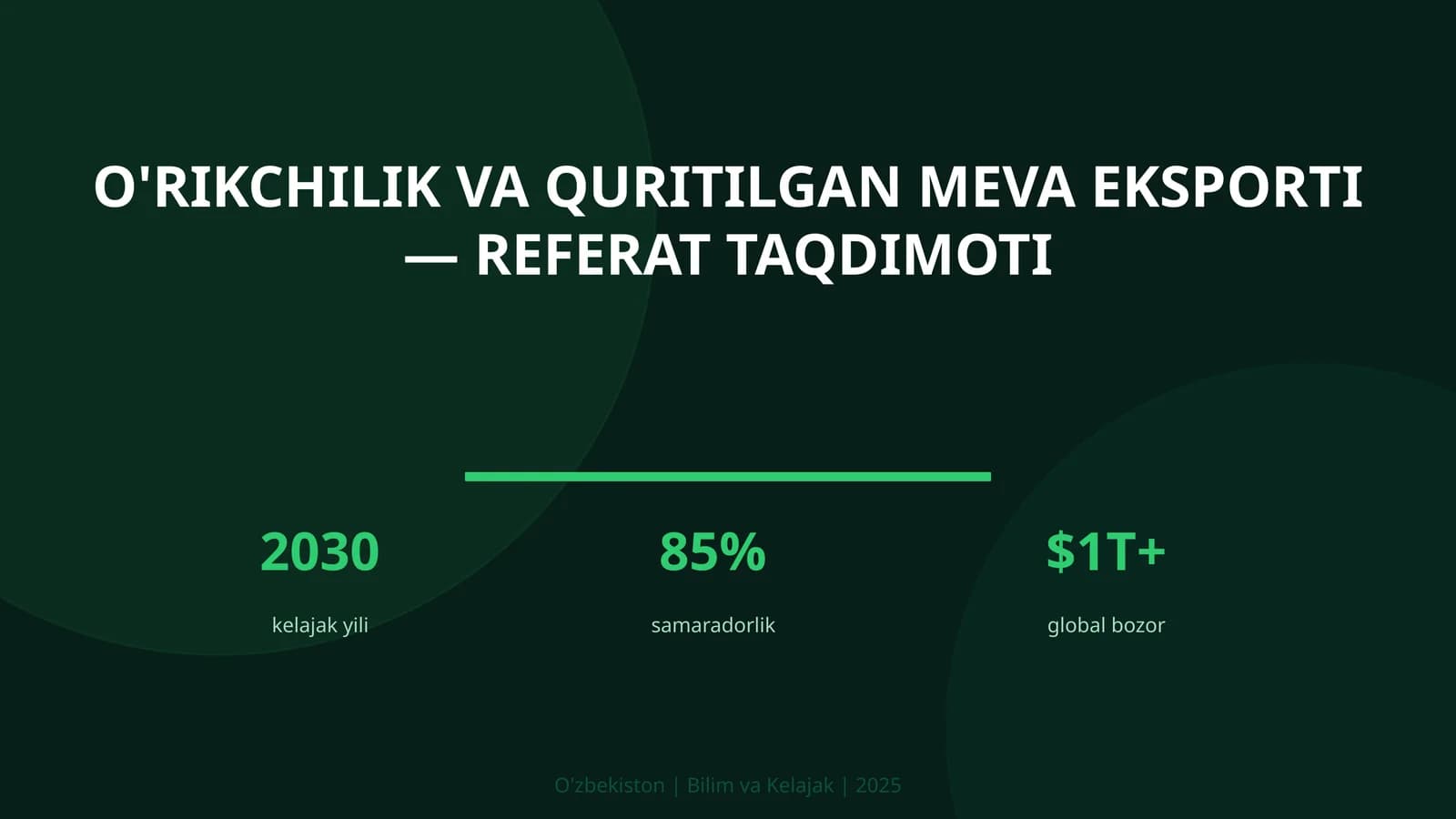 O'rikchilik va quritilgan meva eksporti — referat taqdimoti