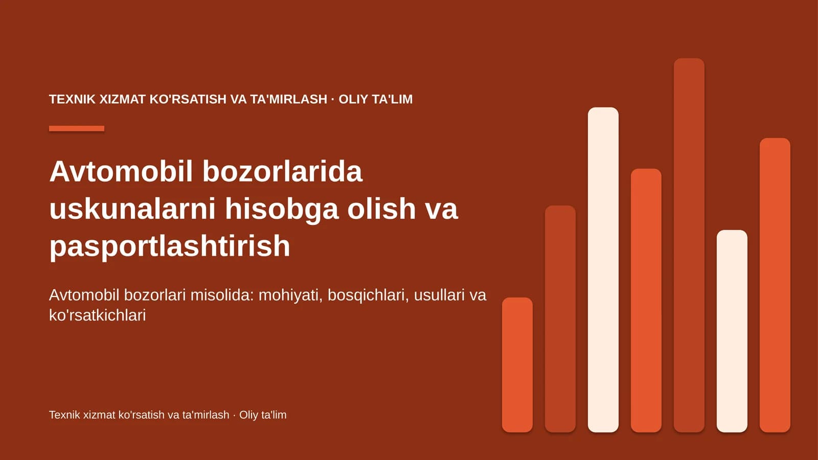 Avtomobil bozorlarida uskunalarni hisobga olish va pasportlashtirish