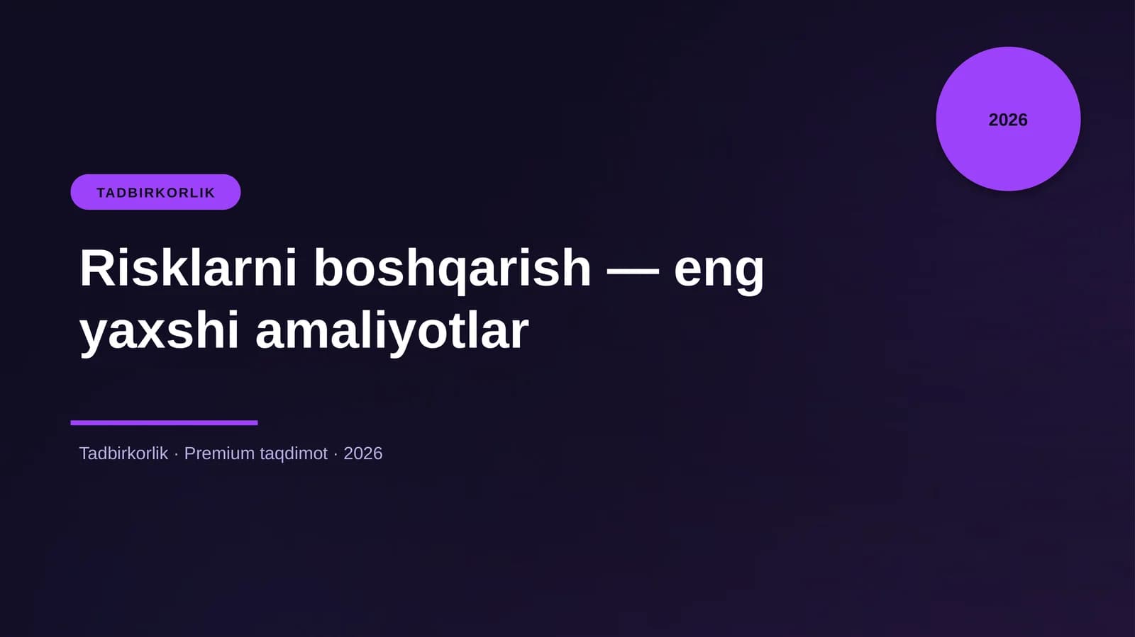Risklarni boshqarish — eng yaxshi amaliyotlar
