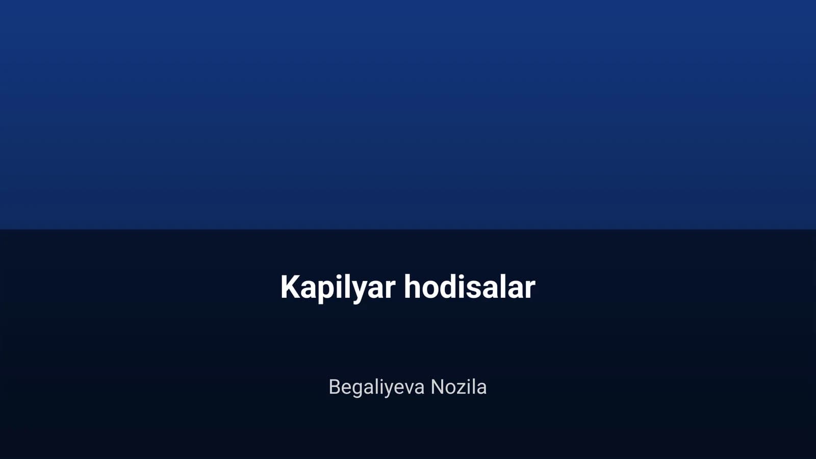 Kapilyar hodisalar