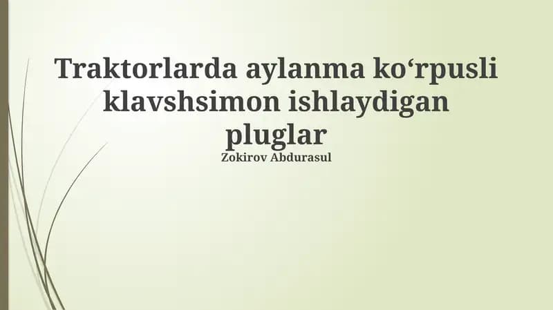 Rotatsion Tipdagi Tutqichli Planga Umumiy Nazar