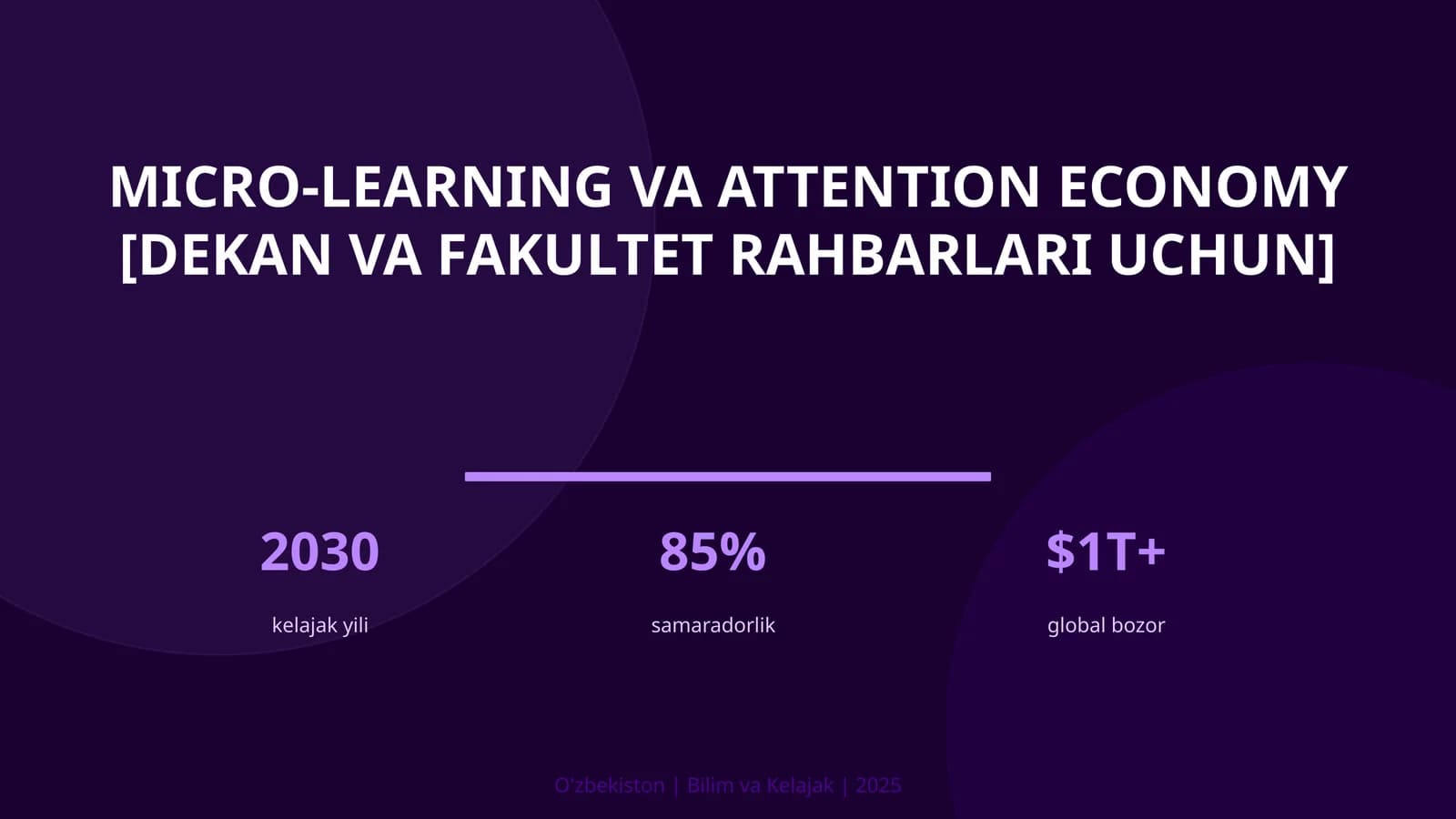 MICRO-LEARNING VA ATTENTION ECONOMY [DEKAN VA FAKULTET RAHBARLARI UCHUN]