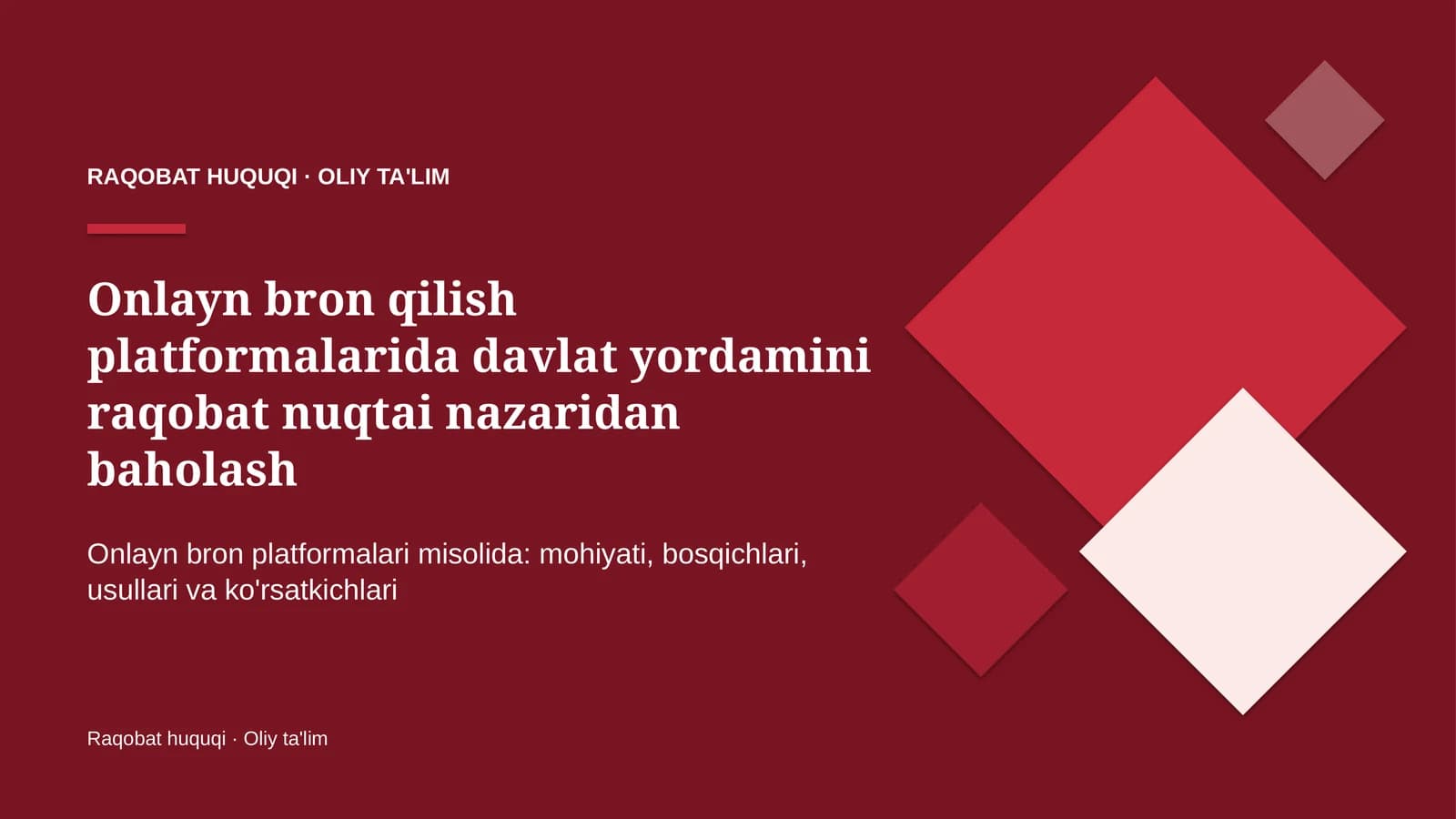 onlayn bron qilish platformalarida davlat yordamini raqobat nuqtai nazaridan baholash 1380
