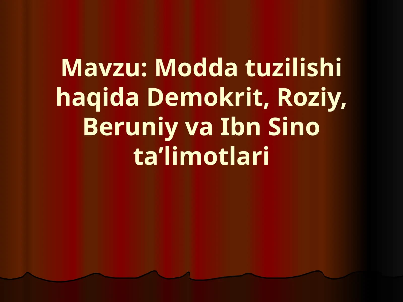 Modda tuzilishi haqida Demokrit, Roziy, Beruniy va Ibn Sino ta’limotlari
