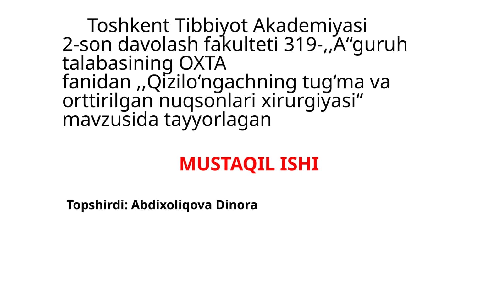 Qizilo‘ngachning tug‘ma vaorttirilgan nuqsonlarixiurgiyasi