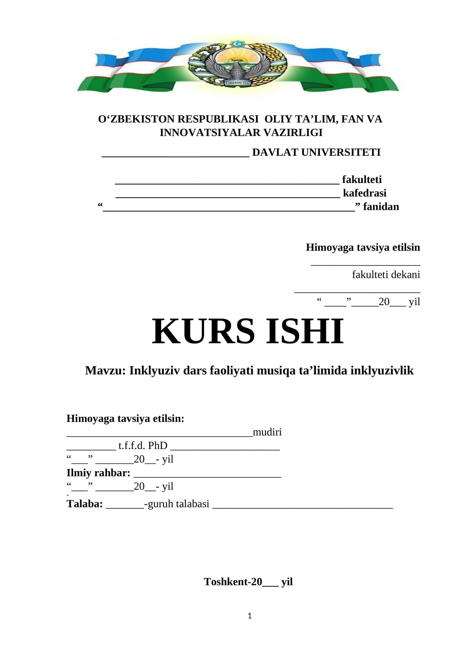 Inklyuziv dars faoliyati musiqa ta’limida inklyuzivlik