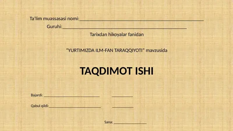 YURTIMIZDA ILM-FAN TARAQQIYOTI