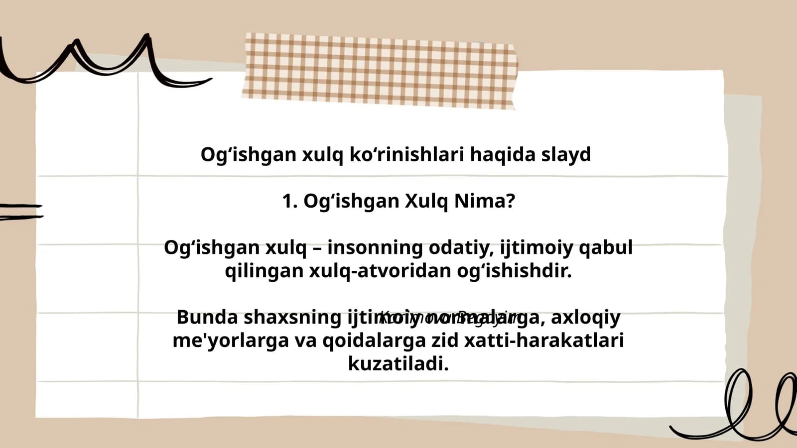 Og‘ishgan xulq ko‘rinishlari haqida slayd