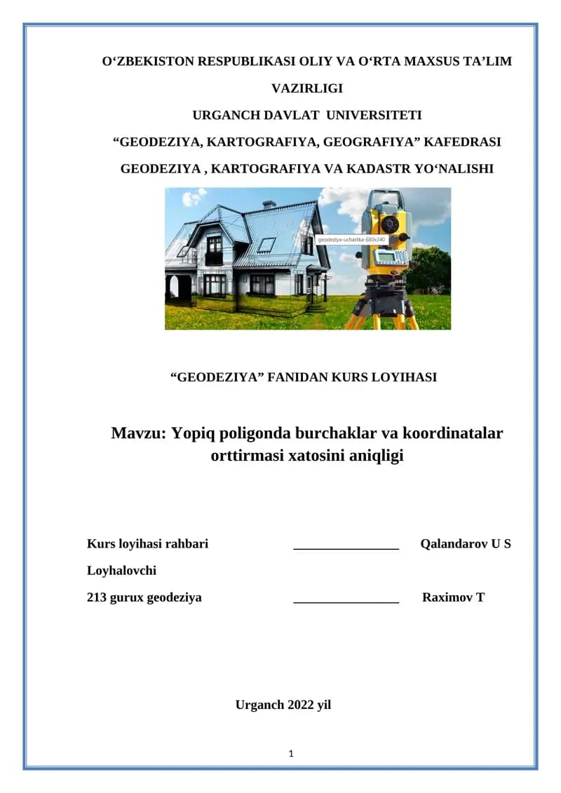 GEODEZIYA KURSLARI