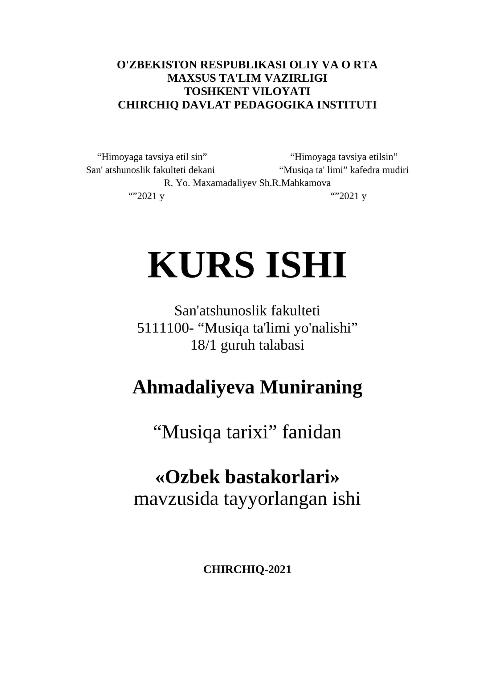 O‘zbek bastakorlari va ularning yorqin yo‘li
