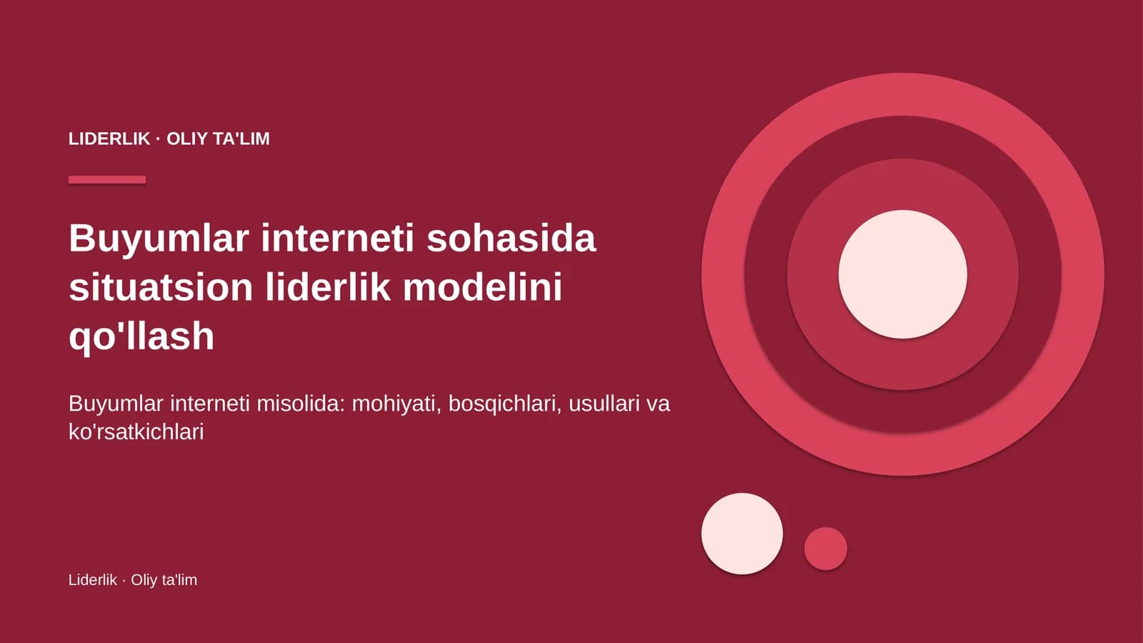 Buyumlar interneti sohasida situatsion liderlik modelini qo'llash