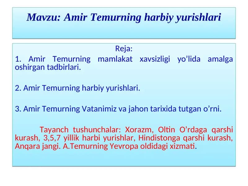 Amir Temurning harbiy yurishlari