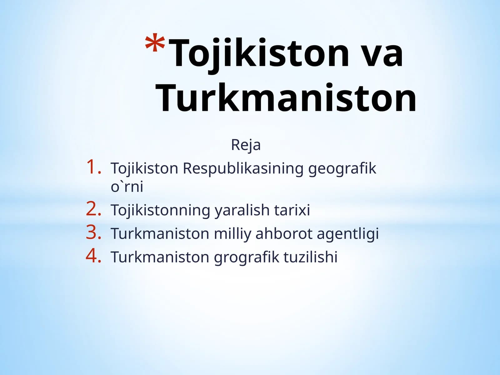 Tojikiston va Turkmaniston