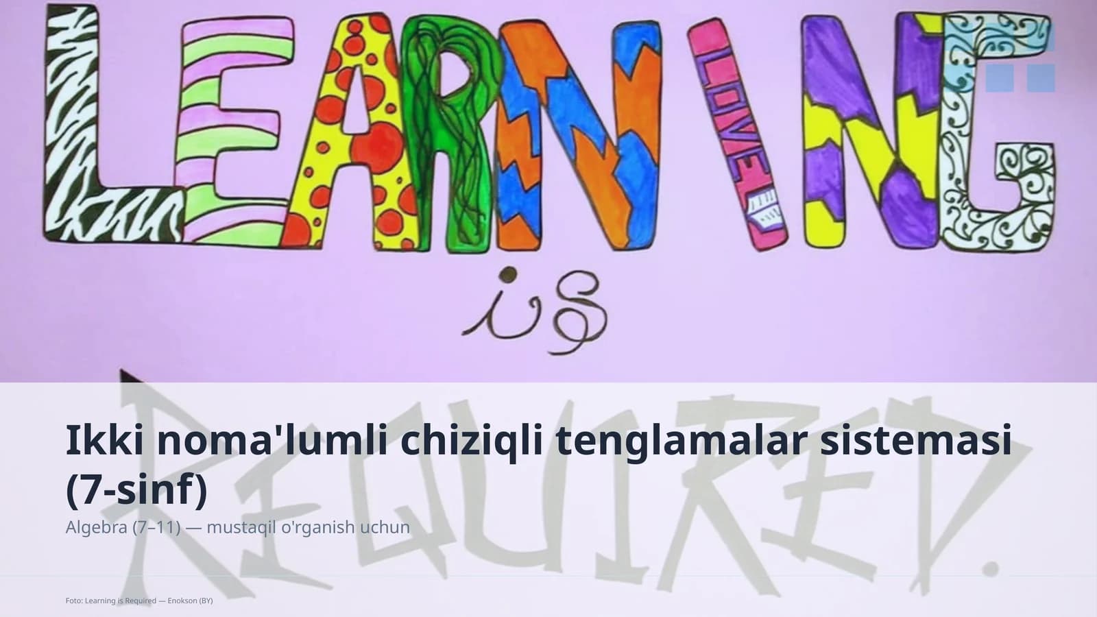 Ikki noma'lumli chiziqli tenglamalar sistemasi (7-sinf)