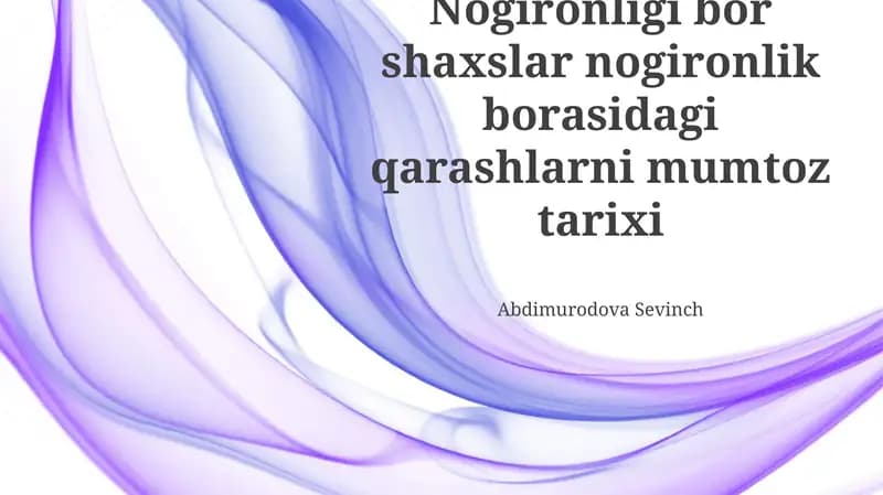 Nogironligi bor shaxslar nogironlik borasidagi qarashlarni mumtoz tarixi